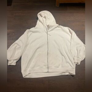 Like new Woman’s Re_Styld oversized all white zip up hoodie size 16